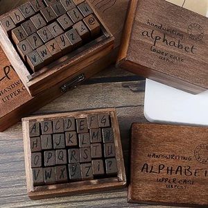 Letter graphic wooden stamps
